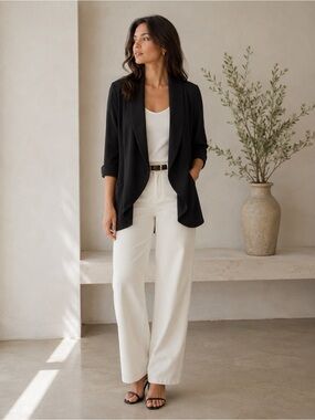 Wilfred Aritzia Black Crepe Open Front Shawl Collar Blazer Size 4